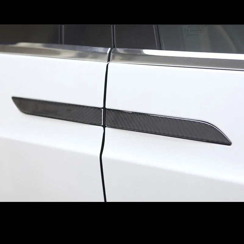 Carbon fibre pattern door handle protection stickers for Tesla Model S - set of four pre-cut adhesive patches