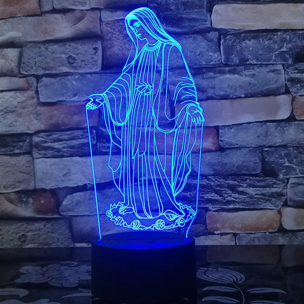 3D LED night light showing laser-engraved acrylic dual ring pattern with colourful illumination effects