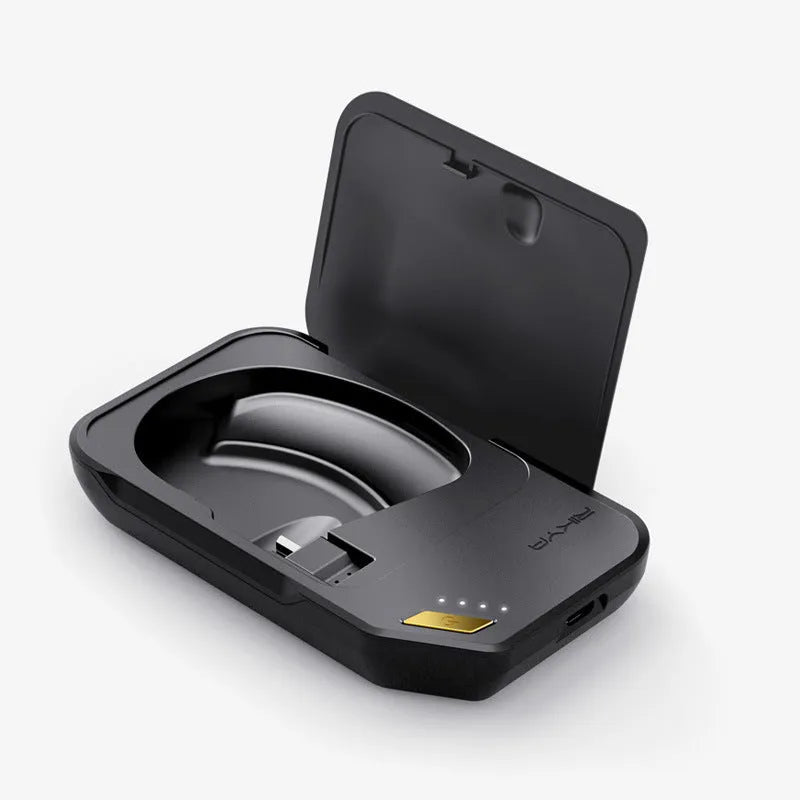 Sweatproof wireless earphones in black gold, black silver, box, and white gold colour options.