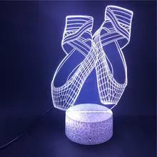 Ballet dancing shoes design 3D LED night light with remote control showing seven colour options