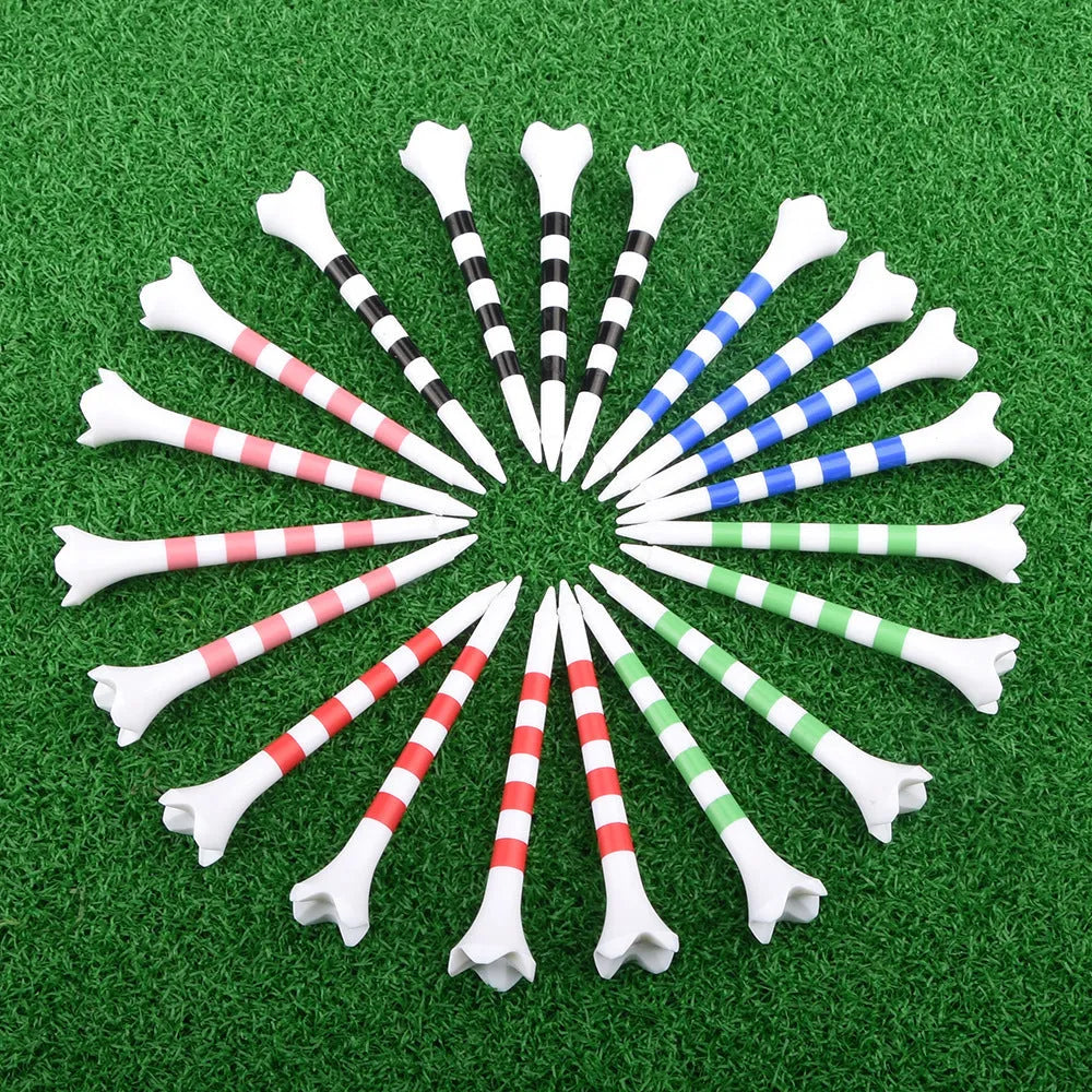 Plastic golf tee with spike stripe print in 70mm or 83mm size for golf practice