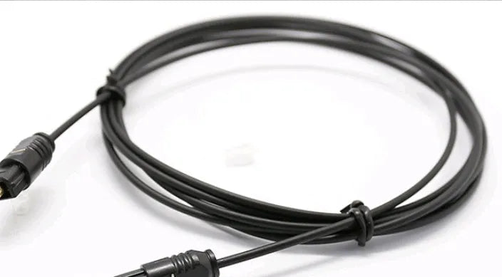 OD2.2 digital audio optical fibre cable with slim 2.2mm profile and optical connectors.