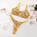 Floral single layer bra with steel ring T-back design in polyester mesh fabric