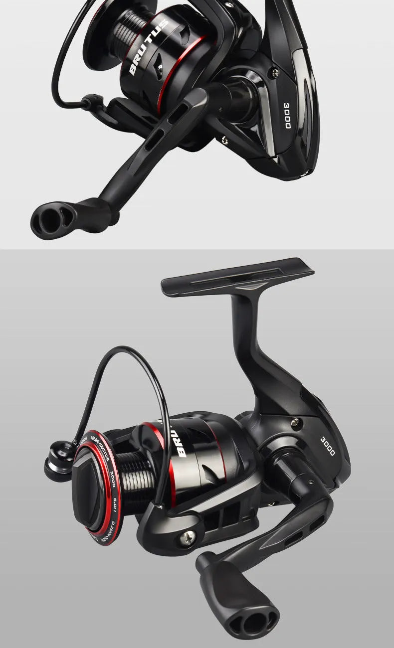 All-metal spinning fishing reel paired with telescopic fishing rod combo for lure fishing