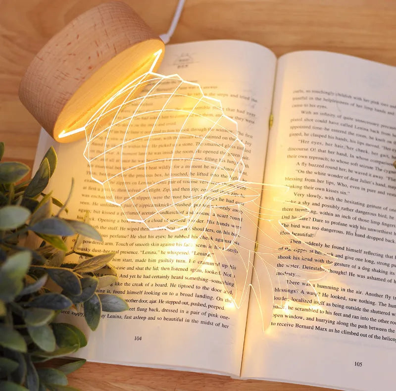 Pineapple-shaped wooden and acrylic cartoon night light with USB cable and dimmable controls.