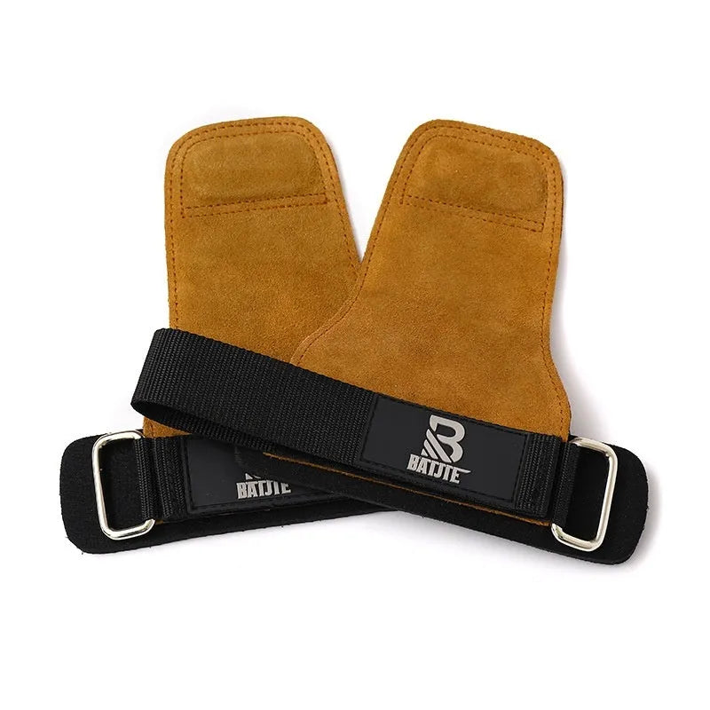 Brown fitness wrist protector pair for hard pull horizontal push training