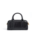 Genuine first layer cowhide crossbody bag in horizontal square shape with external sandwich pocket, available in black, brown, or milkshake white