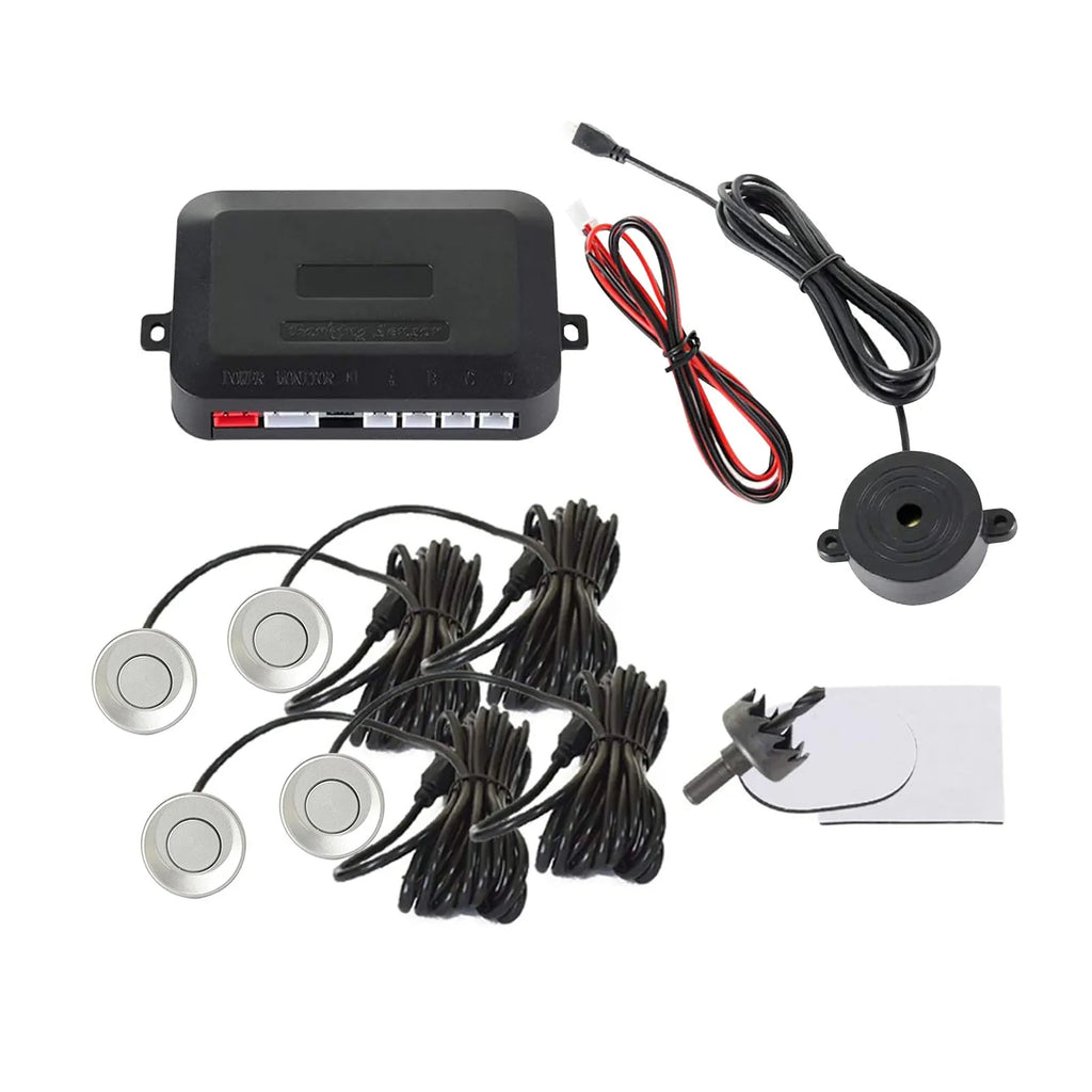 4-probe buzzer reversing radar system with ultrasonic parking sensors and installation tools