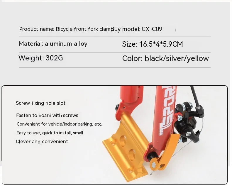 Silver metal bicycle front fork quick release fixing clip for SUV modification and accessory mounting