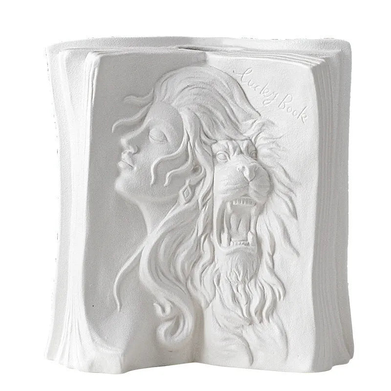 Creative ceramic book stand with glazed finish used for desktop storage and office decoration