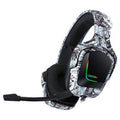 RGB wired gaming headset with cloth earmuffs and braided cable in camouflage colour options