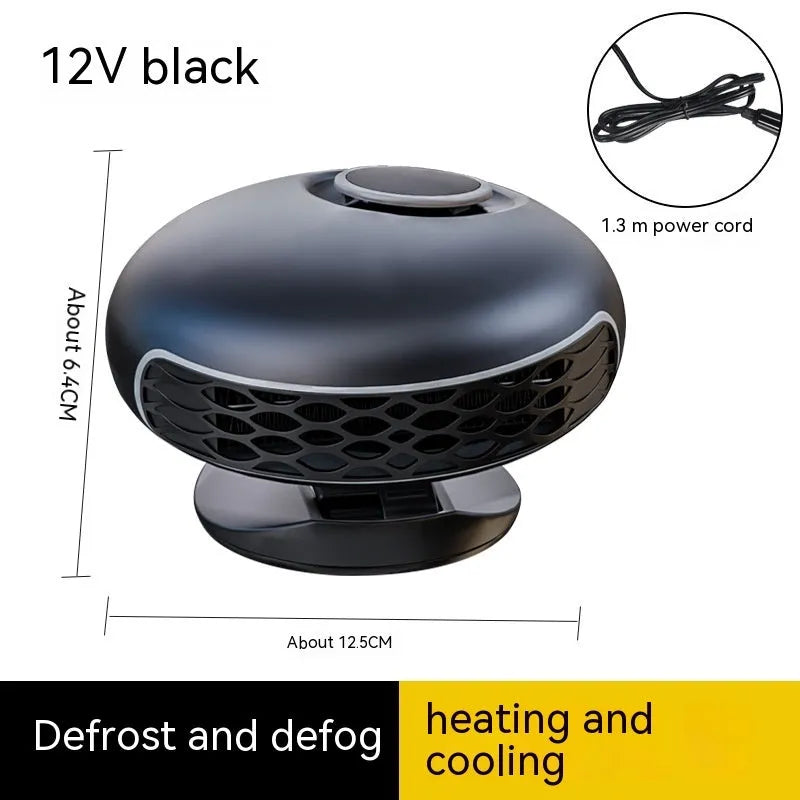 Black car warm air blower heater with 130cm cable for 12V 24V vehicle defrost demisting
