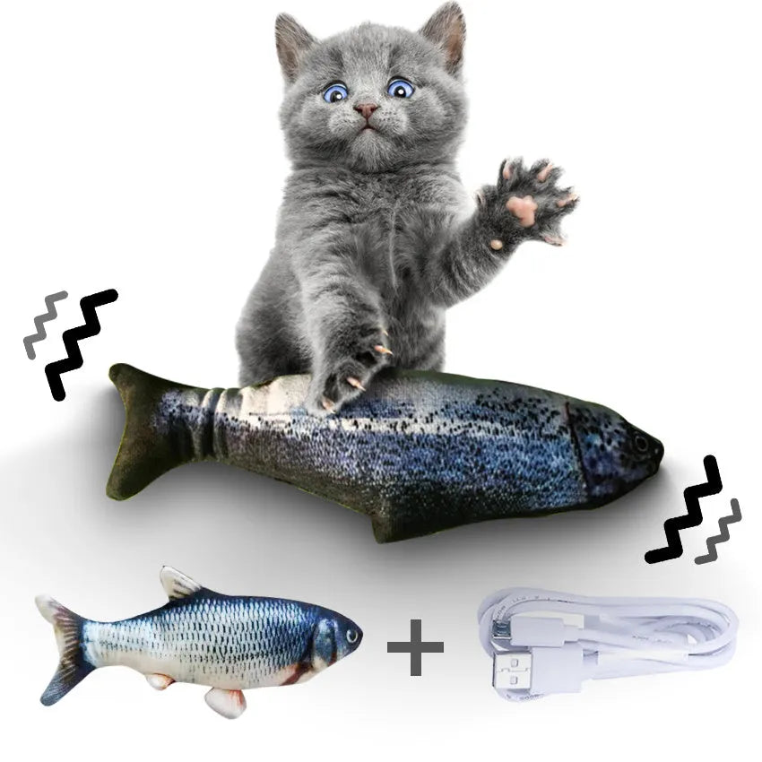 Multicolour electric jumping fish cat toy with USB cable for recharging