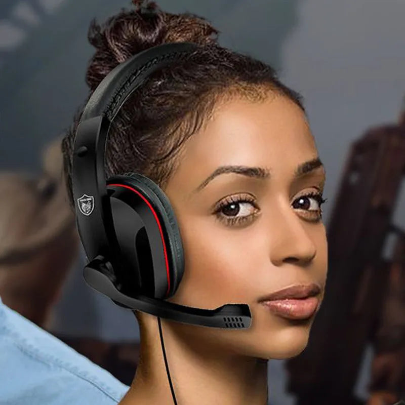 Black wired over-ear gaming headset with 40mm speakers and a 6.3mm straight plug on a 1.2m cable.