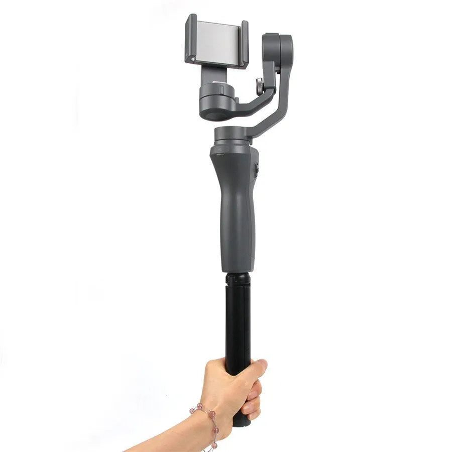 Black aluminium alloy mobile phone tripod stabiliser with PTZ functionality compatible with Apple iPhones