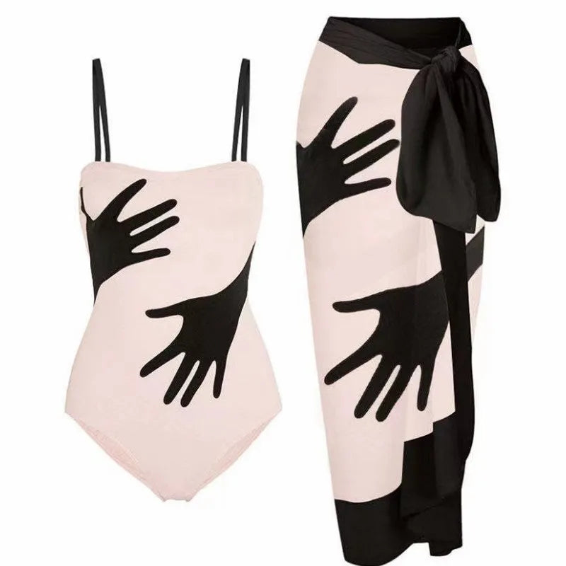 Women's polyester one-piece bikini swimwear in S, M, L, XL sizes for beach swimming