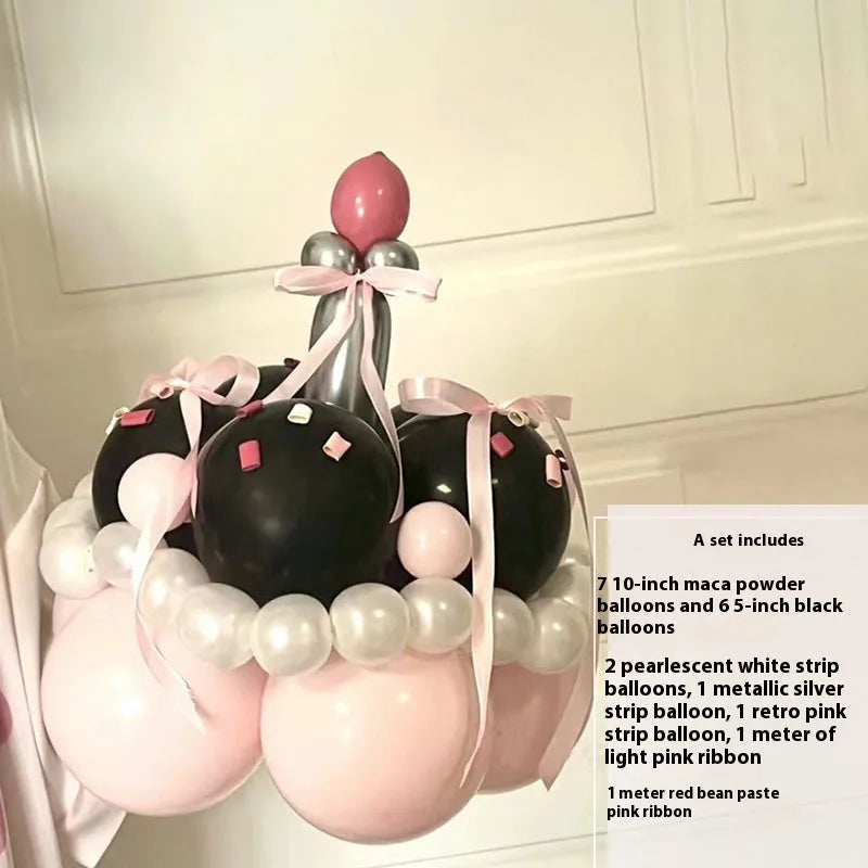Balloon bouquet DIY kit for cake decoration showing round balloon arrangement materials