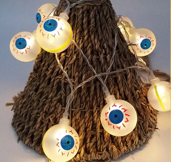 Halloween LED string lights with pumpkin, bat, ghost and spider lantern decorations
