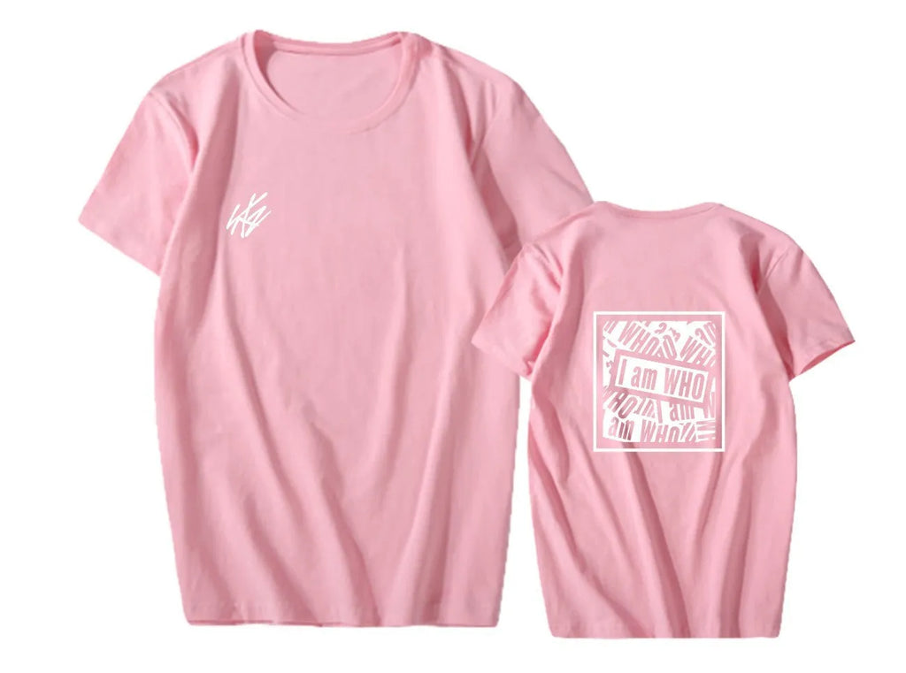 Stray Kids I Am WHO black cotton short-sleeved T-shirt with geometric print