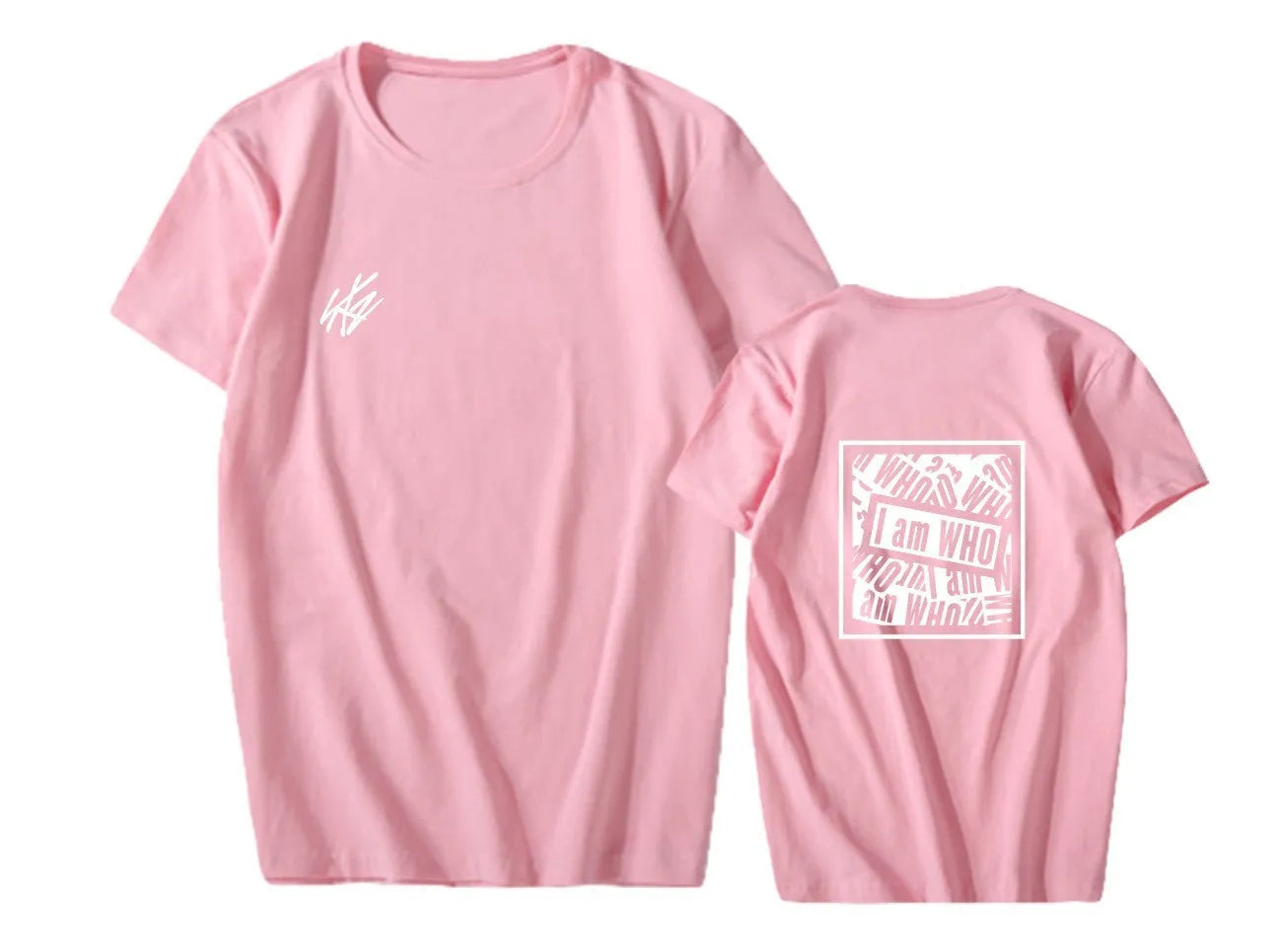 Stray Kids I Am WHO black cotton short-sleeved T-shirt with geometric print