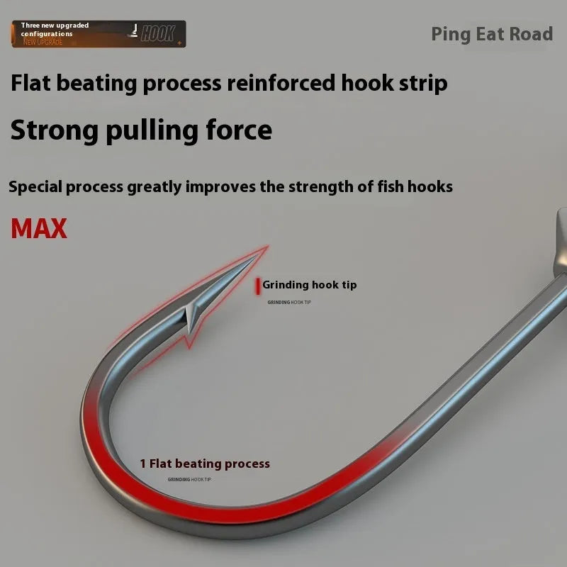 Set of 50 reinforced steel jig hooks with lead-headed design and primary colour finish