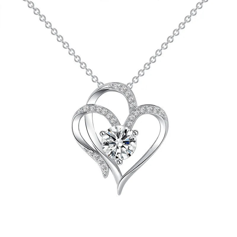 Women's heart-shaped necklace in 925 silver with gold plating options