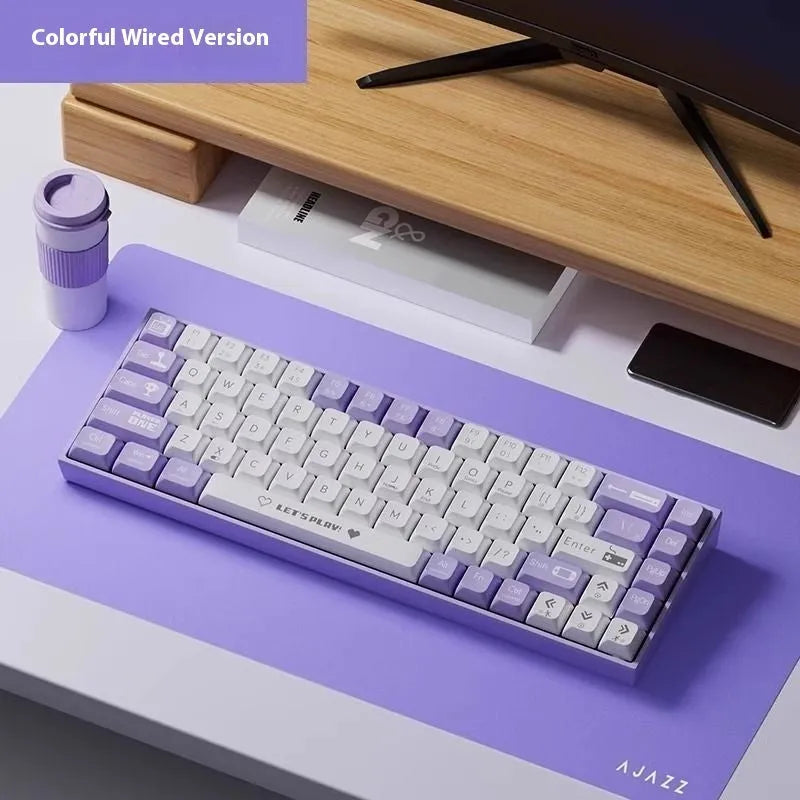 AJAZZ AK680 mechanical keyboard in red/white colour with compact 68-key layout and USB cable