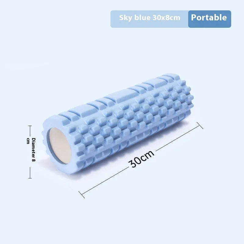 EVA foam roller for fitness recovery in multiple colour options showing cylindrical design
