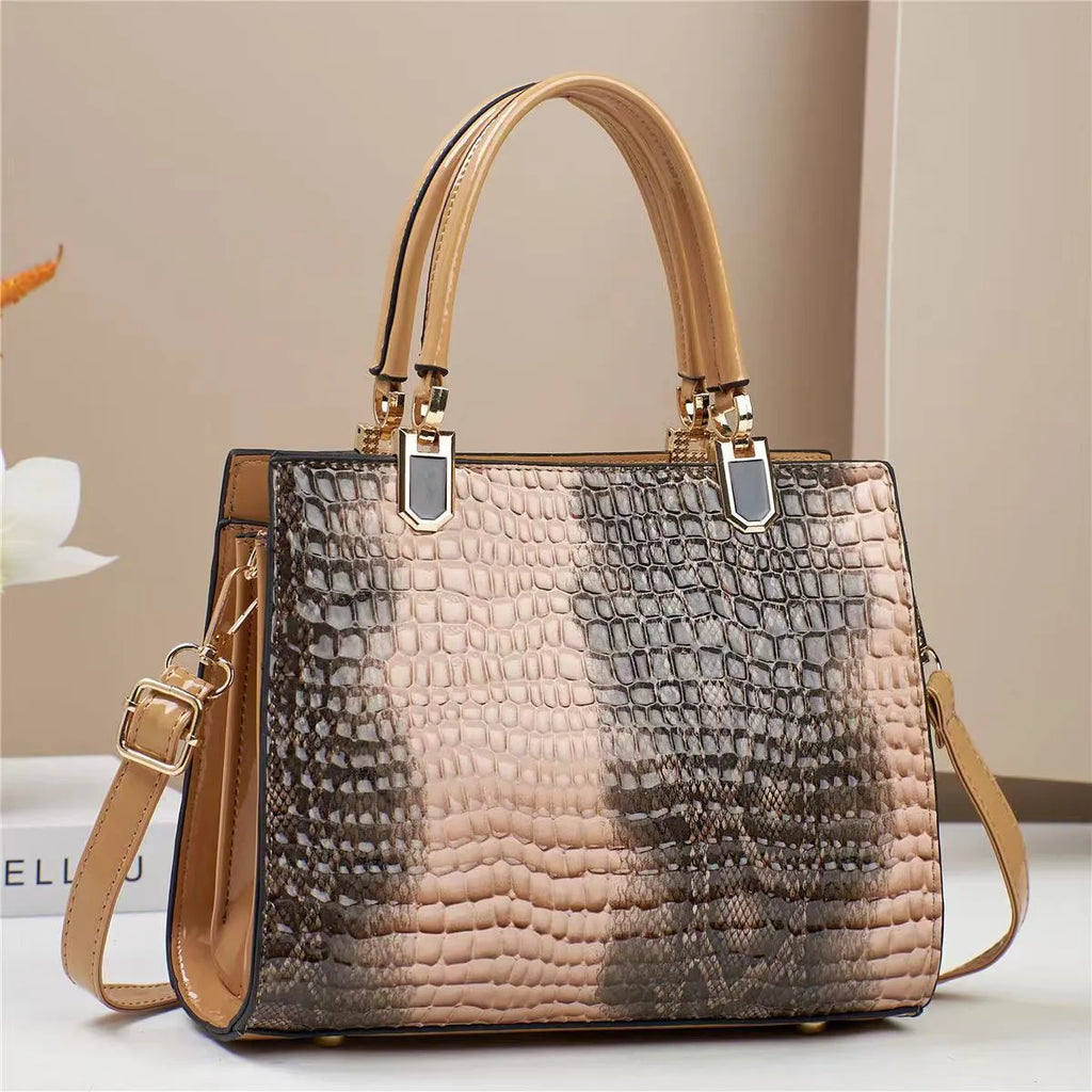 Soft PU one shoulder women's handbag in horizontal square shape with internal organisation pockets