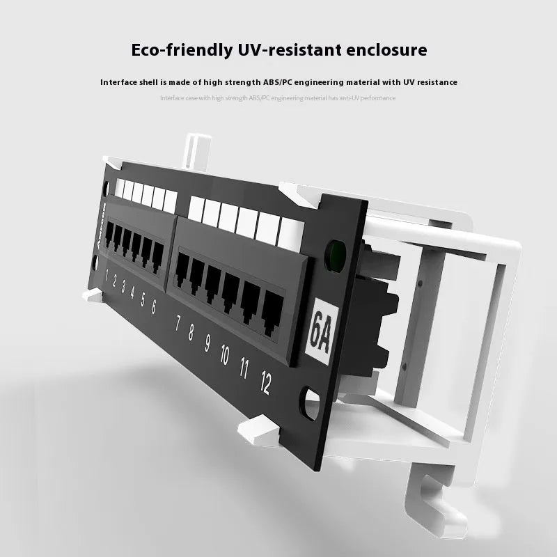 Black AMPCOM 12-port unshielded network distribution frame for home cable wiring