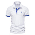 Men's slim fit grey t-shirt featuring a detailed embroidered deer design on the chest