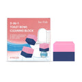 Four-pack of three-in-one toilet cleaning blocks with sodium bicarbonate and citric acid formula.