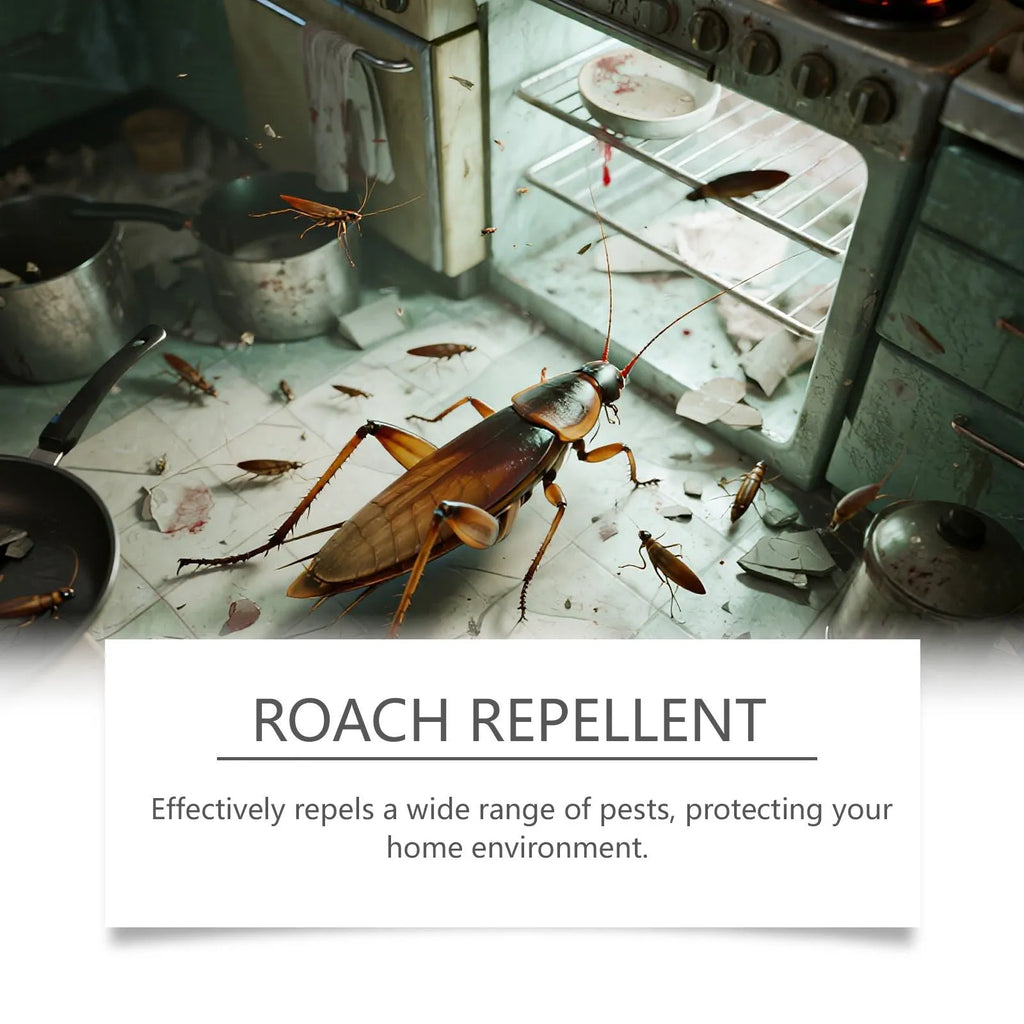 Cockroach killer bait sticker kit containing eight pre-baited glue traps for indoor kitchen pest control