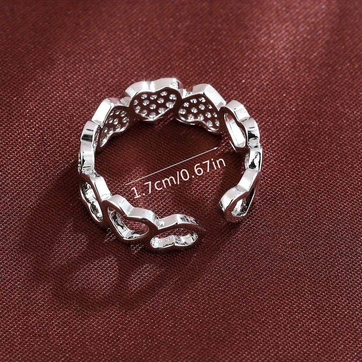 Adjustable opening copper couples ring with heart geometry in gold or silver colour