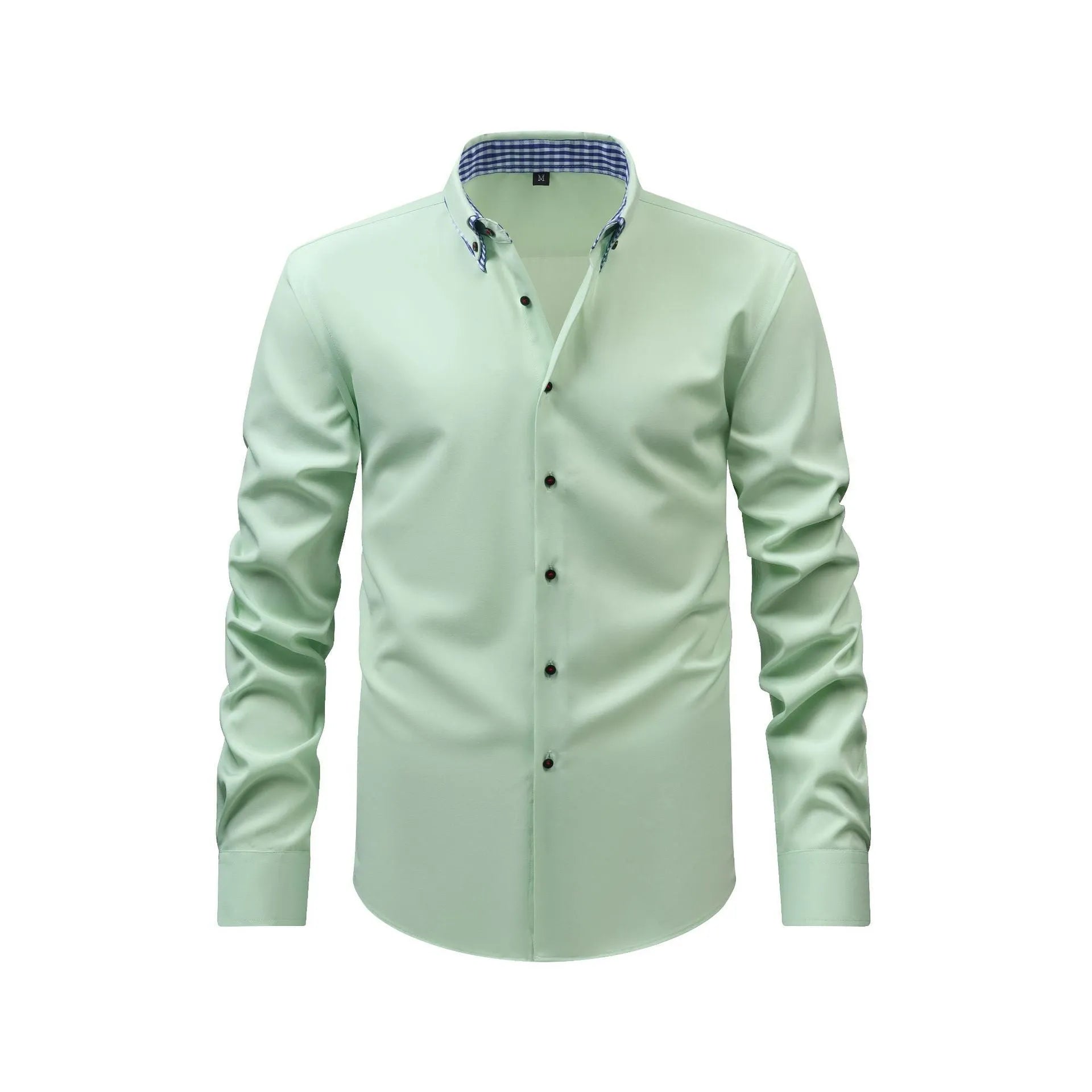 Casual cardigan shirt in solid colour with double collar stitching, three-button placket, and stretch polyester fabric