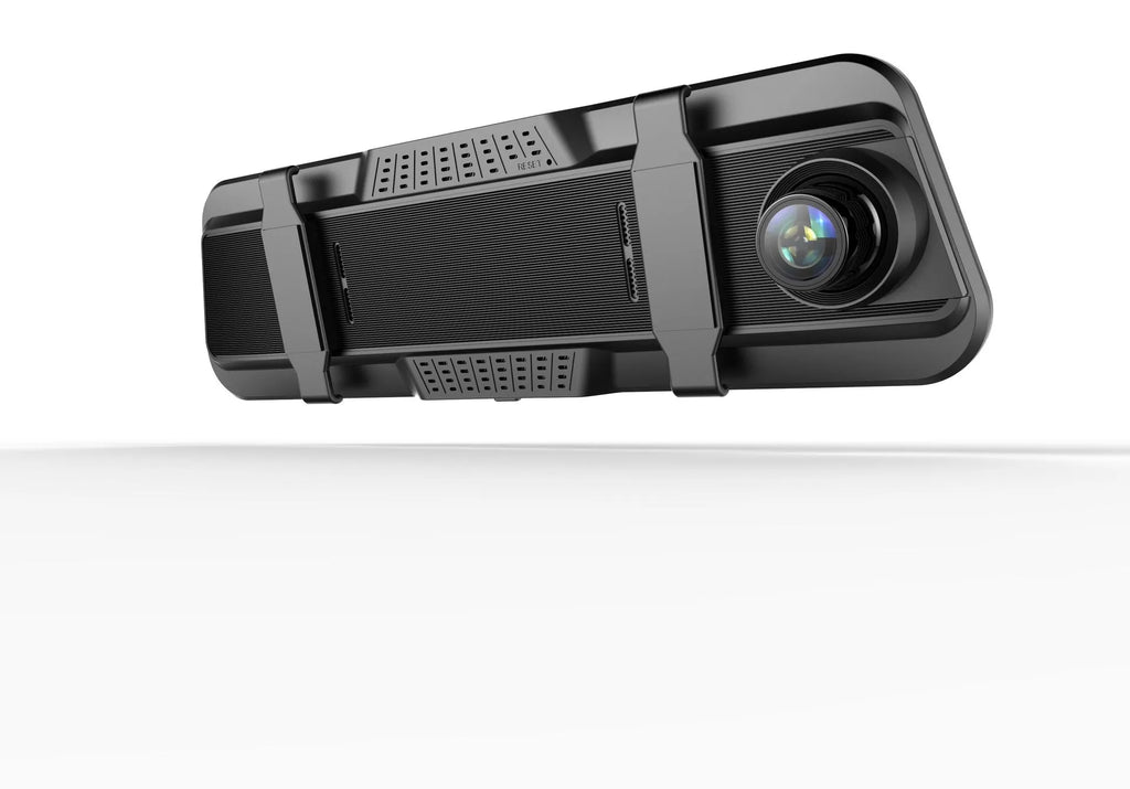 9.66 inch touch screen dual-lens driving recorder for car rearview mirror mounting in black colour