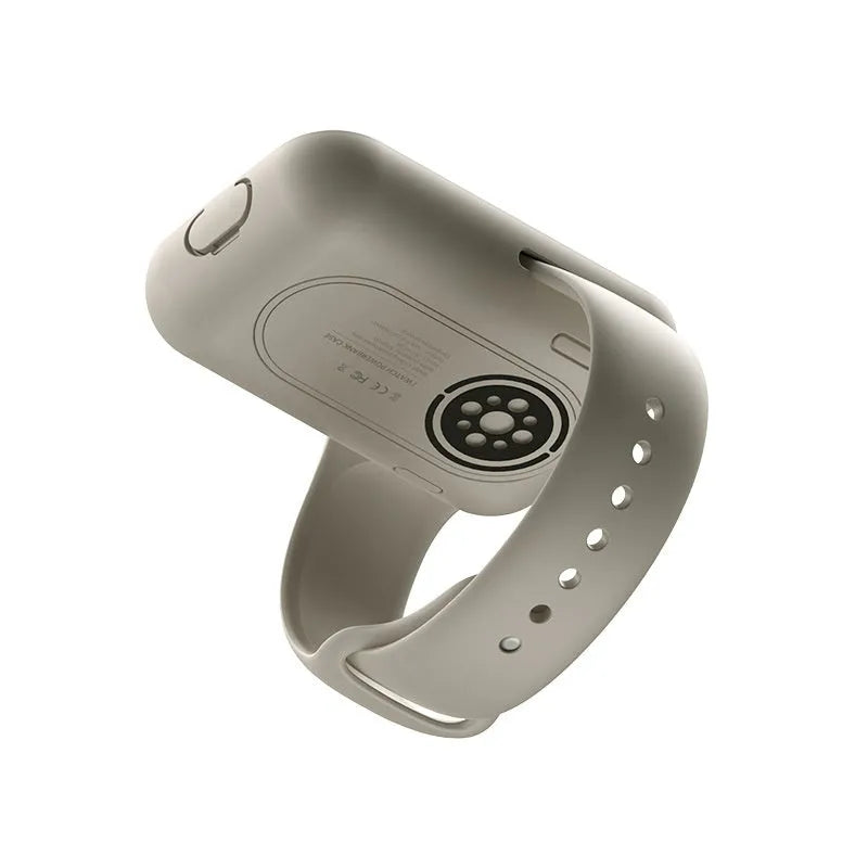 Apple Watch portable charging case with silicone cover in brown, midnight blue or starlight colours
