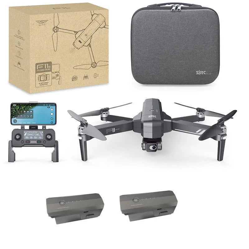 F11s PRO drone with 4K camera and two-axis gimbal in black, folded for storage