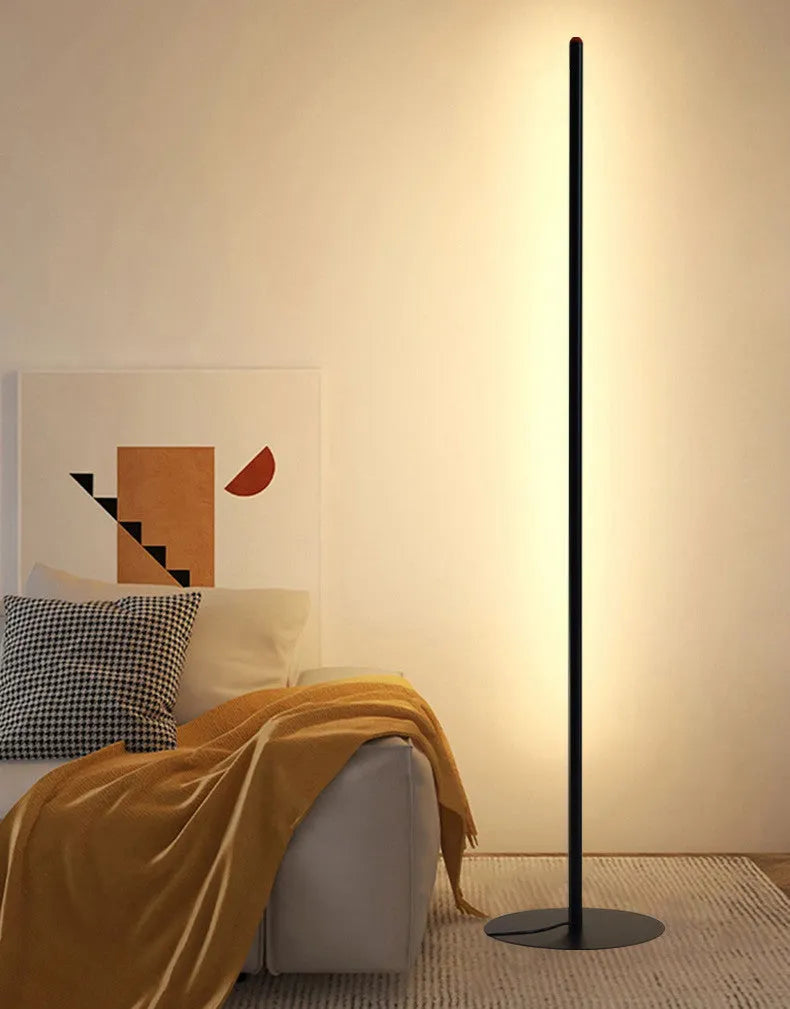 Vertical aluminium alloy floor lamp in modern simple style with USB power connection