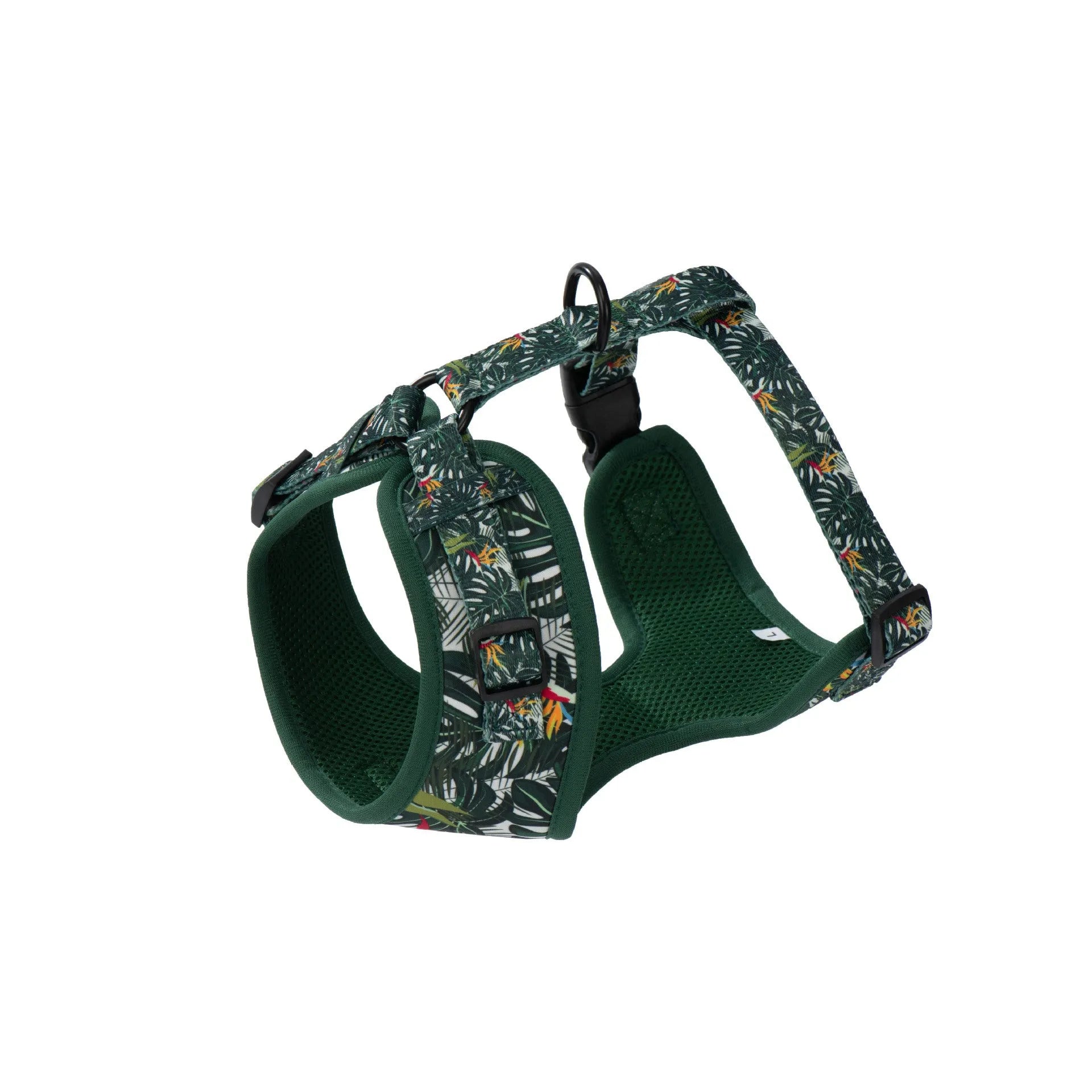 Adjustable cloth pet harness vest with haulage rope, collar, bow tie, triangular scarf, and waste bag in six-piece set