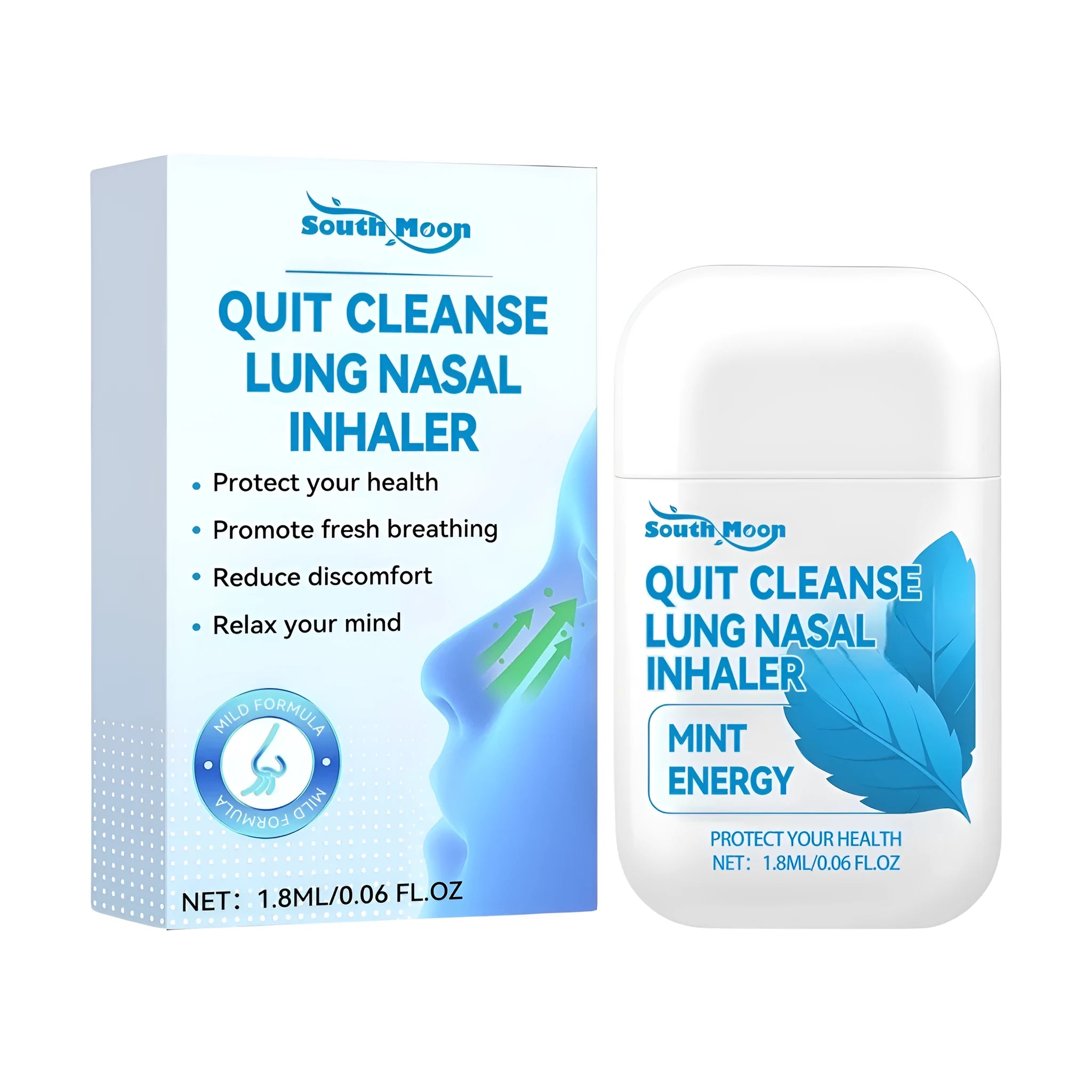Quit Cleanse Lung Nasal Inhaler 1.8ml bottle with menthol and peppermint oil for nasal relief