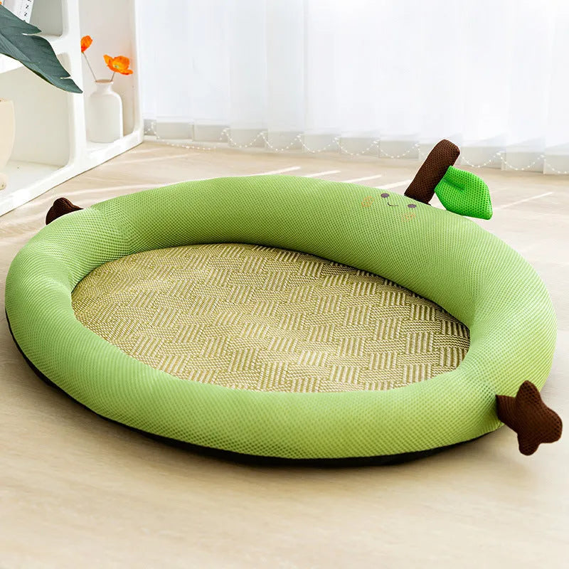 Green fruit backrest dog nest mat in large size for teddy breed dogs
