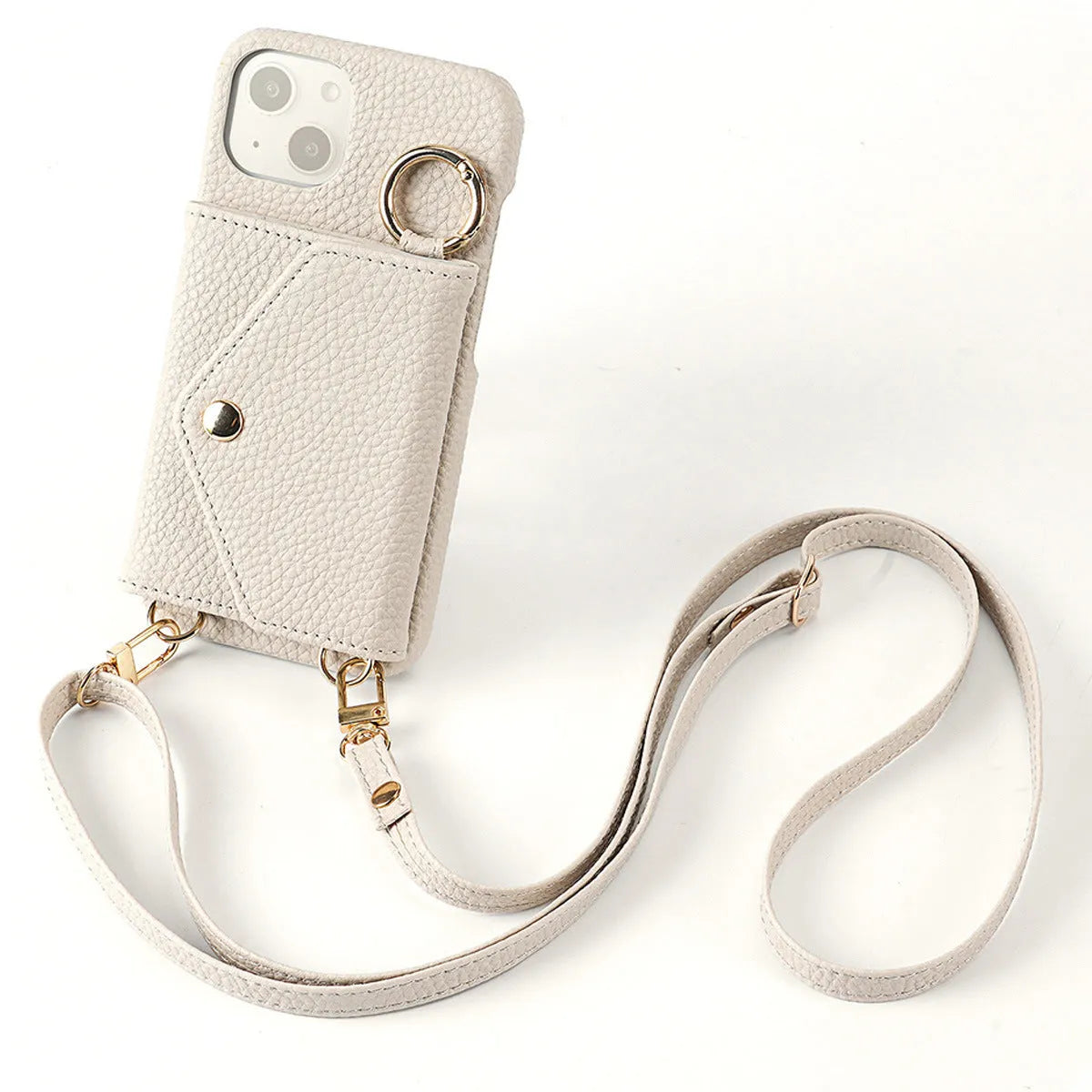 Anti-degaussing wallet phone case for Apple iPhone with bracket and crossbody bag in black imitation leather