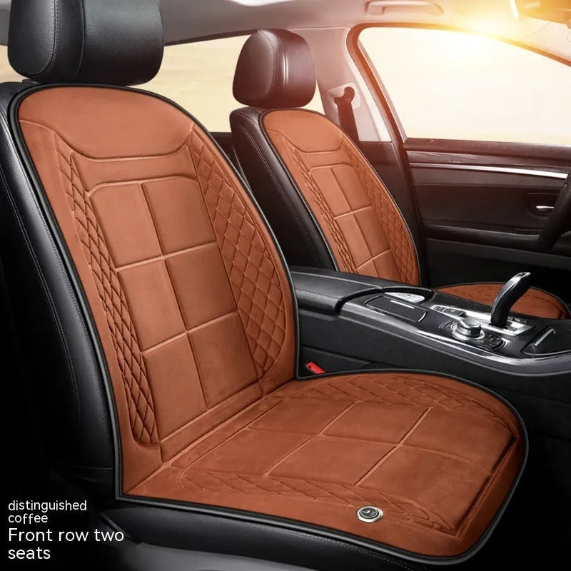 Auto heating cushion for car seats in beige, black, or coffee brown colours