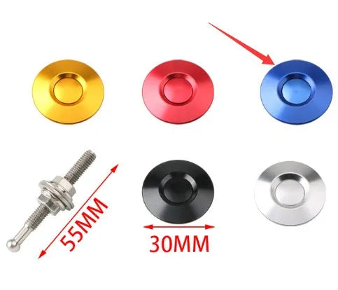 30mm aluminium alloy engine cover lock for modified racing cars in silver colour with 55mm screw