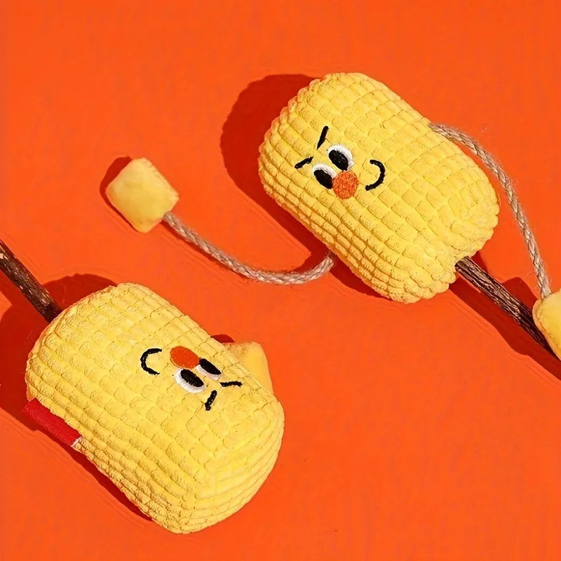 Corn Cob polio wood cat dental chew toy with catnip, showing Boxer and Coach style options.