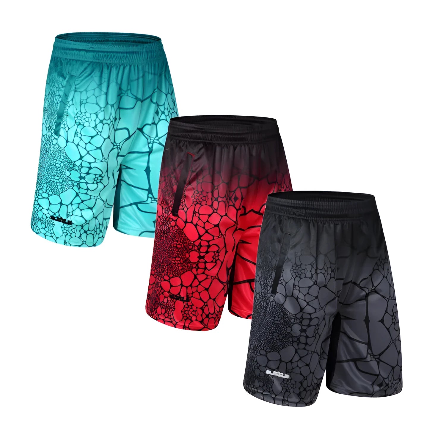 Casual hip-hop basketball pants shorts for men, loose fit, five-point length, polyester fibre, colour black