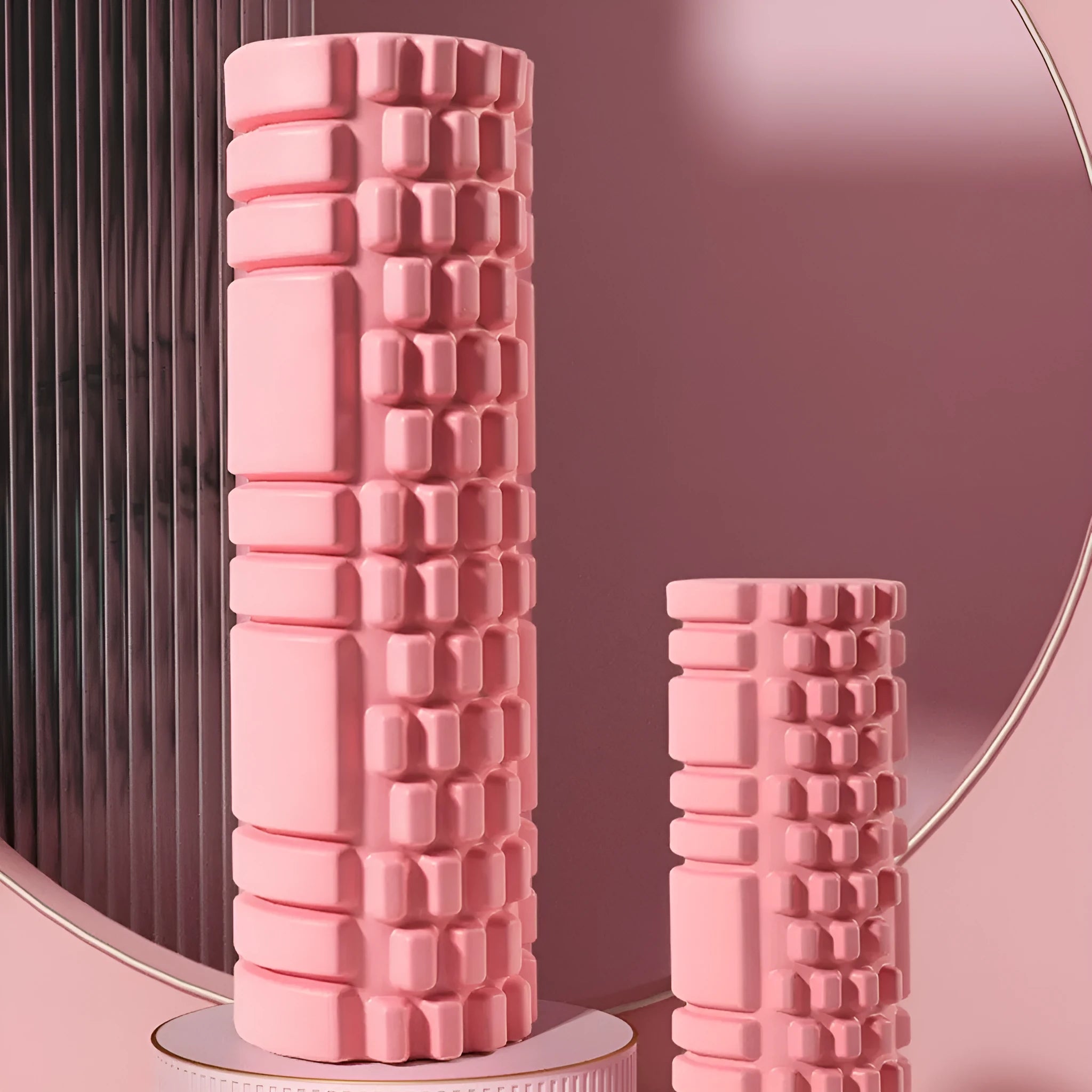 EVA foam roller for fitness recovery in multiple colour options showing cylindrical design