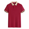 Catering ice silk overalls t-shirt short sleeve cotton mosaic print in burgundy brown collar