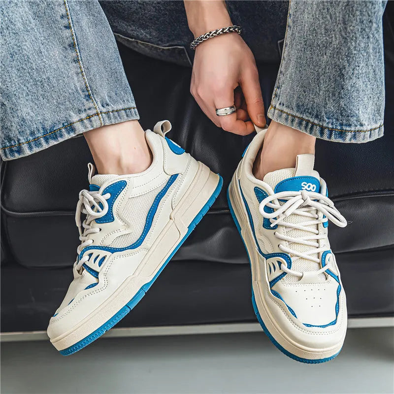 Men's low-top mesh board shoes flat heel casual breathable rubber sole stitching sizes 39-44